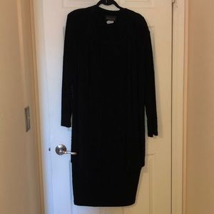 22w faux two piece black embossed dress